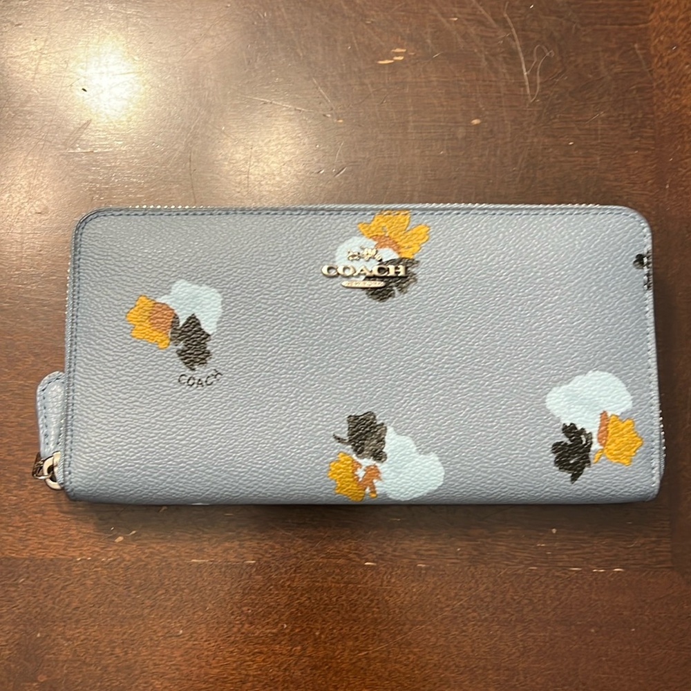 Accordion Zip Wallet In Floral Print Coated Canvas